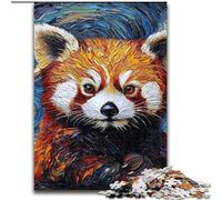 Puzzle 1000 pièces Panda Roux Ciel Nocturne en Bois, idée Cadeau de Noël, Illustration Humoristique, Illustration détaillée 50x75cm Un pour Noël ou Un Anniversaire