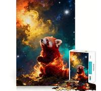 Puzzle 1000 pièces Panda Roux dans l'espace avec feu pour Adultes Jeu de réflexion Intelligent et Amusant Décoration Murale aux Bords Lisses (38x26cm)