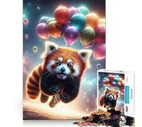 Puzzle 1000 pièces Panda Roux dans l'espace pour Adolescents Stimule la mémoire Loisirs faciles Bords Nets Surprise de Noël (50x75cm)