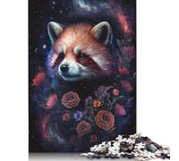 Puzzle 1000 pièces Panda Roux et Fleurs Puzzles Puzzle en Bois Jouets éducatifs Taille: 75x50cm