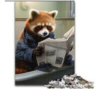 Puzzle 1000 pièces Panda Roux lisant Un Journal. Puzzles pour Adultes. 1000 pièces Amusantes en Famille. Idéal pour Les Anniversaires et Les Vacances (Taille 38x26cm).