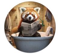 Puzzle 1000 pièces Panda Roux lisant Un Journal. Puzzles pour Adultes. Casse-tête Stimulant pour Adolescents. Soirée de Jeux en Famille Amusante. 67,5 x 67,5 cm.