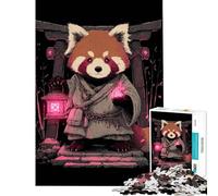 Puzzle 1000 pièces Panda Roux Moine avec Lanterne Idéal pour Un Anniversaire ou Noël Décoration Parfaite Jeu de Construction Convient aux Enfants de 14 Ans et Plus (38x26cm)