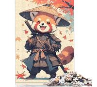 Puzzle 1000 pièces Panda Roux Samouraï - Art Japonais créatif carré pour Adultes et Puzzles en Papier, Jeu intellectuel 38 x 26 cm/1000 pièces