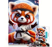 Puzzle 1000 pièces Panda Roux Samouraï Japon pour Adolescents, Jeu Intelligent d'intérieur, découpe précise, Cadeau Exquis (50x75cm)