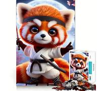 Puzzle 1000 pièces Panda Roux Samouraï Japon pour Adultes, Jeu intellectuel, détente et Calme, découpe précise, Cadeau de Noël (38x26cm)