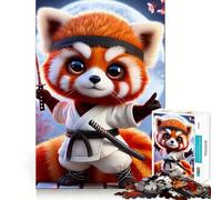 Puzzle 1000 pièces Panda Roux Samouraï Japon pour Adultes, Jeu Intelligent et Amusant, Motif Assembler, Cadeau précieux (38x52cm)