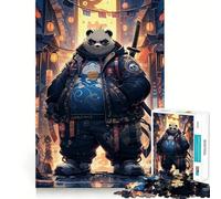 Puzzle 1000 pièces Panda Samurai dans Neon City pour Adultes Jeu de logique Fine et Silencieux Bords Nets Cadeau mémorable (38x26cm)
