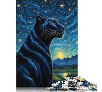 Puzzle 1000 pièces Panthère Animal Nuit Étoilée Puzzle Adultes Difficulté Puzzle Jeux Relaxants Jouet Cadeau Halloween 1000pcs (75x50cm)