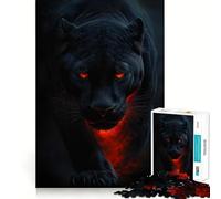 Puzzle 1000 pièces Panthère Noire aux Yeux Lumineux,Ajustement Parfait,activité ludique et Intelligente,Jeu de détente,Cadeau d'anniversaire (50x75cm)
