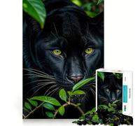 Puzzle 1000 pièces Panthère Noire dans la Jungle Décoration soignée,Casse-tête,Cadeau,Jeu de Paix,œuvre d'art de Noël (38x52cm)