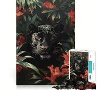 Puzzle 1000 pièces Panthère Noire dans la Jungle Jeu d'assemblage précis et Amusant,activité cérébrale Intelligente,Divertissement Relaxant,Cadeau d'anniversaire (38x26cm)