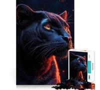 Puzzle 1000 pièces Panthère Noire en Gros Plan,décoration soignée,Casse-tête,Cadeau,Jeu de Paix,œuvre d'art de Noël (38x52cm)