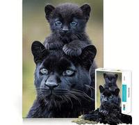 Puzzle 1000 pièces Panthère Noire et Son Petit,Portrait découpé avec précision,activité ludique et Intelligente,Moment de détente,Cadeau de décoration d'anniversaire (38x26cm)