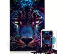 Puzzle 1000 pièces Panthère Noire Fluorescente,découpe précise,Jeu de logique et de détente,décoration de Noël (38x26cm)
