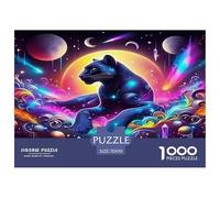 Puzzle 1000 pièces Panthère Noire - Jeu Difficile et Cadeau, panthère Noire, Cosmique, coloré et Mystique pour Adultes, décoration Murale Jeu éducatif 70x50cm