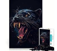 Puzzle 1000 pièces Panthère Noire Rugissement sans Couture,Jeu de réflexion Amusant,Divertissement idéal pour se détendre,Cadeau Artistique de Noël (38x52cm)