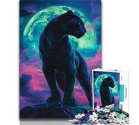 Puzzle 1000 pièces Panthère Noire sous la Lune pour Adolescents, Cadeaux, Jouets de Jeu, Chaque pièce est Unique - Jeu Familial Stimulant et Amusant 50x75cm