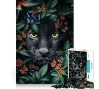 Puzzle 1000 pièces Panthères Noires au Regard perçant,décoration soignée,Casse-tête,Cadeau,Jeu de Paix,œuvre d'art de Noël (38x52cm)