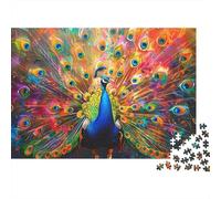 Puzzle 1000 pièces Paon aux Couleurs chatoyantes - Plumes colorées - Adultes à partir de 12 Ans - Jeu éducatif - Décoration Magnifique - Niveau de difficulté Stimulant - Anniversaire - 70 x 50 cm