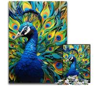 Puzzle 1000 pièces Paon coloré pour Adultes, idéal pour se détendre et se Mettre au défi, décoration d'intérieur colorée, pour Les Amis 26x38cm / 10,23x14,96 Pouces