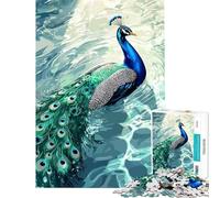 Puzzle 1000 pièces Paon dans l'eau Art numérique Stimule Le Cerveau Anti-Stress Jeu Manuel Convient aux Personnes de 14 Ans et Plus (50x75cm)