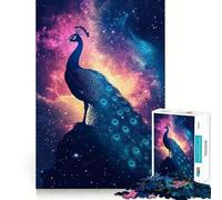 Puzzle 1000 pièces Paon dans l'espace pour Adultes Un Jeu de logique Stimulant et Amusant, aux Bords Nets, Un Cadeau mémorable (50x75cm)