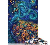 Puzzle 1000 pièces Paon dans Un Style Nuit étoilée pour Adultes Adolescents Puzzle Puzzle Adulte Cadeaux de Noël pour Adultes 1000 pièces (75 x 50 cm)