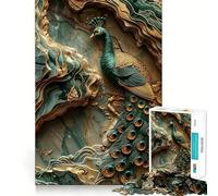 Puzzle 1000 pièces Paon en marbre pour Adolescents, idéal pour renforcer la mémoire, Loisirs à la Maison, Bords Nets, Cadeau précieux (38x26cm)