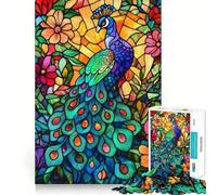 Puzzle 1000 pièces Paon en vitrail, défi Difficile, pour Adultes, Jouet Intelligent et Amusant, découpe précise, Cadeau Artistique 50x75cm