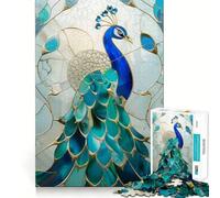 Puzzle 1000 pièces Paon Vert Or pour Adultes, décor 50x75cm, Jouet de réflexion Anti-anxiété, Bords précis, Cadeau attentionné