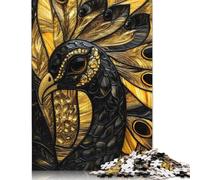 Puzzle 1000 pièces Paon Vitrail Créatif Carré Puzzles en Bois pour Adultes Cadeaux de Noël 1000 pièces (75 x 50 cm)