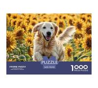 Puzzle 1000 Pièces Papier Recyclé 70x50cm - Golden Retriever dans Les Tournesols, Jeu Adulte Très Difficile