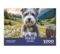 Puzzle 1000 Pièces Papier Recy dulte Chien Mignon - Chien Métis dans Jardin Fleuri, Jeu Stimulant et Cadeau Original Homme Femme, 52x38cm