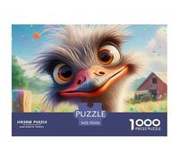 Puzzle 1000 pièces Papier Recy utruche Ballons Portrait Oiseau Mignon, Jeu Difficile Décoration Murale, Idée Cadeau Adulte 70x50cm