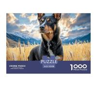 Puzzle 1000 Pièces Papier Recy hien Compagnie Adultes Enfants - Chien Métis dans Champ de Blé, Jeu Familial Difficile Amusant, 52x38cm