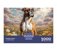 Puzzle 1000 Pièces Papier Recy hien Mignon - Jack Russell dans Un Champ Fleuri, Activité Familiale, Décoration Murale Maison, 70x50cm