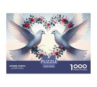 Puzzle 1000 pièces Papier Recy olombes Amour Cœur Adulte 70x50cm - Colombes Cœur Roses Jeu Éducatif Anti-Stress Idée Cadeau Divertissante