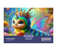Puzzle 1000 pièces Papier recyclé Reine Chenille Arc-en-Ciel - Fée Licorne Chat, Décoration Murale, Anti-Stress, Jeu éducatif, 70x50cm