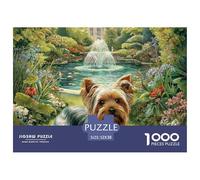 Puzzle 1000 Pièces Papier Recyclé Saint Bernard près d'une Cabane au Lac, Jeu Difficile, Cadeau pour Hommes et Femmes 52x38cm