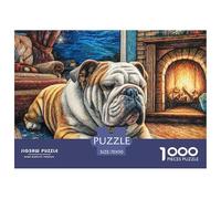 Puzzle 1000 Pièces Papier Recyclé Saint Bernard près d'une Cabane, Jeu Éducatif Complexe et Décoration Murale 70x50cm