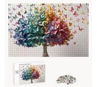 Puzzle 1000 Pièces - Papillon & Arbre - Puzzle en Bois Durable avec Lettres au Dos - Jeu sans Poussière avec Affiche - Modèle pour Collectionneurs et 14 Ans et Plus (75 x 50 cm) P3#475