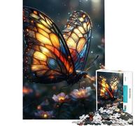 Puzzle 1000 pièces Papillon Lumineux sur Fleurs Jeu addictif pour cultiver la Patience Jeu Relaxant et éducatif Cadeau de Père Noël Secret (Dimensions 38x52cm)