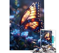 Puzzle 1000 pièces Papillon Lumineux sur Fleurs Jeu Manuel Apprentissage Jouets éducatifs Cadeaux Père Noël Secret Décoration Parfaite (Dimensions 38x26cm)