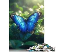 Puzzle 1000 pièces Papillon Morpho Bleu Forêt Tropicale pour Adultes - Puzzles d'activités familiales, Jeux éducatifs, Difficiles et stimulants (38 x 26 cm)