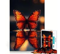 Puzzle 1000 pièces Papillon Orange Reflection pour Adultes Jeu de réflexion et de Loisirs Qualité supérieure Joli présent (50x75cm)