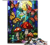 Puzzle 1000 pièces Papillon vitrail Puzzles impossibles pour Adultes Activité Adulte et familiale, Cadeau de décoration d'intérieur DIY (Taille 26x38cm)