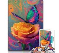 Puzzle 1000 pièces Papillons et Roses pour Adultes, 1000 pièces, Jouets éducatifs, Jeux Anti-Stress, Interaction Parent-Enfant, 75x50cm