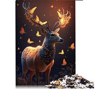 Puzzle 1000 pièces Papillons fantastiques Cerf Puzzle pour Adultes Puzzles en Carton Puzzles pour Enfants Cadeaux （Taille 26x38cm）