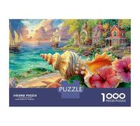 Puzzle 1000 pièces « Paradis côtier » sur Le thème des Coquillages, par Coastal Town. Jeu éducatif pour Adultes, défi de Haut Niveau,Dimensions : 70 x 50 cm